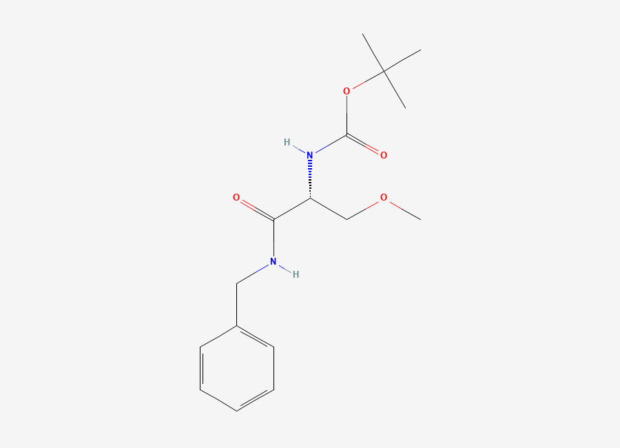 Two-dimensional chemical structure of (R)-tert-Butyl 1-(benzylamino)-3-methoxy-1-oxopropan-2-ylcarbamate, CAS 880468-89-3