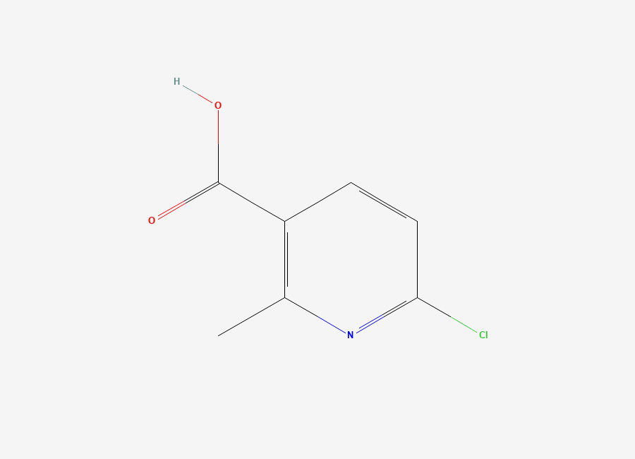 Two-dimensional chemical structure of 6-Chloro-2-methylpyridine-3-carboxylic acid