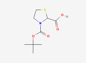 Two-dimensional chemical structure of 3-(tert-Butoxycarbonyl)-1,3-thiazolidine-2-carboxylic acid