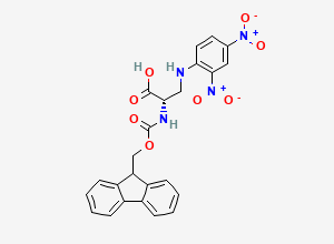 Two-dimensional chemical structure of (S)-2-((((9H-Fluoren-9-yl)methoxy)carbonyl)amino)-3-((2,4-dinitrophenyl)amino)propanoic acid