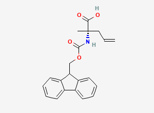 Two-dimensional chemical structure of (S)-2-((((9H-Fluoren-9-yl)methoxy)carbonyl)amino)-2-methylpent-4-enoic acid