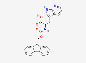 Two-dimensional chemical structure of 2-({[(9H-fluoren-9-yl)methoxy]carbonyl}amino)-3-{1H-pyrrolo[2,3-b]pyridin-3-yl}propanoic acid
