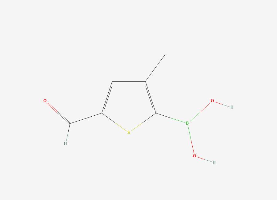 Two-dimensional chemical structure of (5-Formyl-3-methylthiophen-2-yl)boronic acid