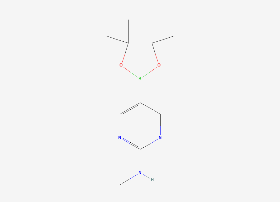 Two-dimensional chemical structure of 2-Methylaminopyrimidine-5-boronic acid, pinacol ester