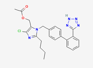 Two-dimensional chemical structure of Losartan EP Impurity J / Losartan Related Compound B / O-Acetyl Losartan / Losartan Acetate, CAS 1006062-27-6