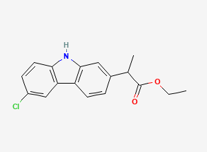 Two-dimensional chemical structure of Carprofen EP Impurity G / Carprofen Ethyl Ester, CAS 52262-89-2
