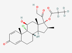 Two-dimensional chemical structure of Beclomethasone-17-monopropionate-D5