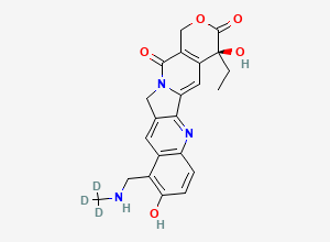 Two-dimensional chemical structure of N-Desmethyl Topotecan-D3, CAS 1217633-79-8