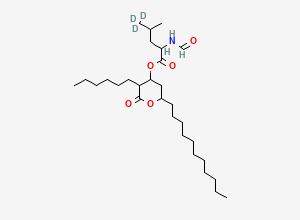 Two-dimensional chemical structure of (3-Hexyl-2-oxo-6-undecyloxan-4-yl) 5,5,5-trideuterio-2-formamido-4-methylpentanoate