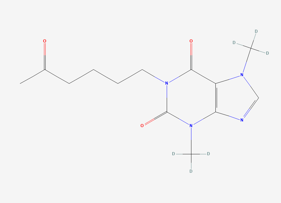 Two-dimensional chemical structure of Pentoxifylline-d6