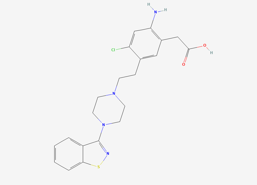 Two-dimensional chemical structure of Ziprasidone EP Impurity C (Free base)/ Ziprasidone Open ring impurity/ Ziprasidone Related Compound F (Free base)/ Ziprasidone Amino Acid, CAS 1159977-64-6