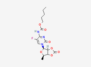 Two-dimensional chemical structure of pentyl N-[1-[(3aS,4R,6R)-6-methyl-2-oxo-3a,4,6,6a-tetrahydrofuro[3,4-d][1,3]dioxol-4-yl]-5-fluoro-2-oxopyrimidin-4-yl]carbamate