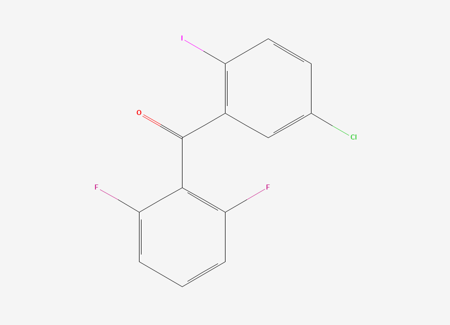 Two-dimensional chemical structure of (5-Chloro-2-iodophenyl)(2,6-difluorophenyl)methanone