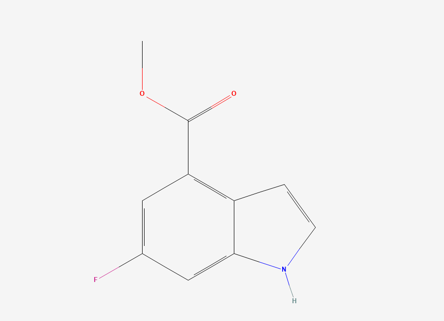 Two-dimensional chemical structure of methyl 6-fluoro-1H-indole-4-carboxylate, CAS 1082040-43-4