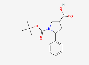 Two-dimensional chemical structure of 1-Boc-5-Phenylpyrrolidine-3-carboxylic acid