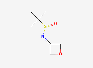 Two-dimensional chemical structure of 2-Methyl-N-(oxetan-3-ylidene)propane-2-sulfinamide