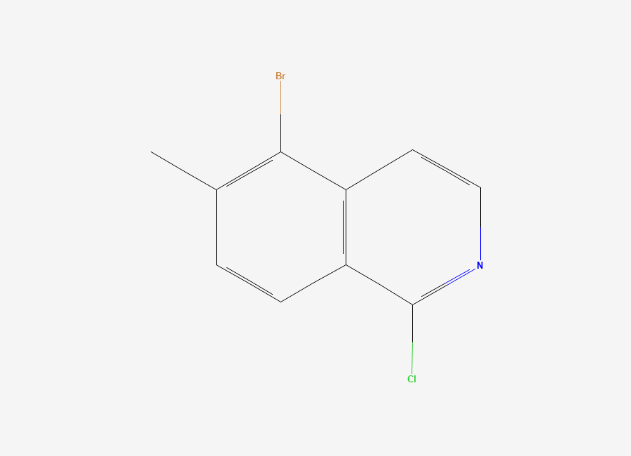 Two-dimensional chemical structure of 5-Bromo-1-chloro-6-methylisoquinoline