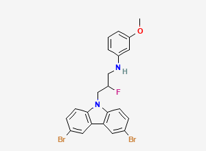 Two-dimensional chemical structure of N-(3-(3,6-dibromo-9H-carbazol-9-yl)-2-fluoropropyl)-3-methoxyaniline