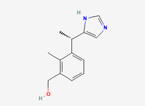 Two-dimensional chemical structure of (S)-(3-(1-(1H-imidazol-4-yl)ethyl)-2-methylphenyl)methanol