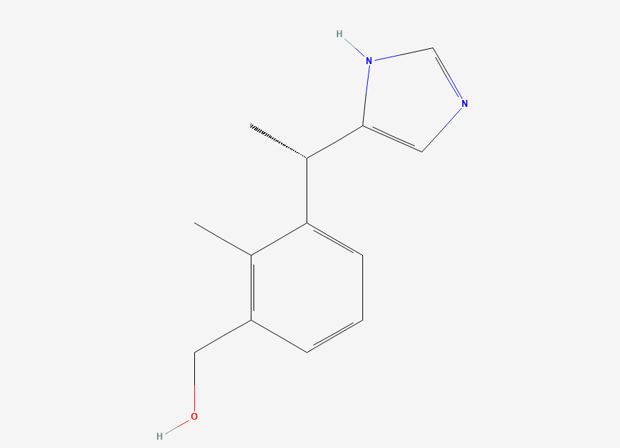 Two-dimensional chemical structure of (S)-(3-(1-(1H-imidazol-4-yl)ethyl)-2-methylphenyl)methanol