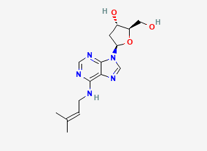 Two-dimensional chemical structure of (2R,3S,5R)-2-(Hydroxymethyl)-5-(6-((3-methylbut-2-en-1-yl)amino)-9H-purin-9-yl)tetrahydrofuran-3-ol