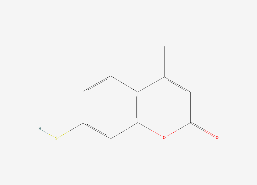 Two-dimensional chemical structure of 7-Mercapto-4-methylcoumarin