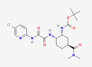 Two-dimensional chemical structure of Tert-Butyl ((1R,2S,5S)-2-(2-((5-chloropyridin-2-yl)amino)-2-oxoacetamido)-5-(dimethylcarbamoyl)cyclohexyl)carbamate, CAS 480452-36-6