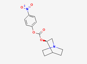Two-dimensional chemical structure of (3R)-1-azabicyclo[2.2.2]oct-3-yl 4-nitrophenyl carbonate
