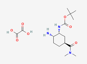 Two-dimensional chemical structure of tert-butyl N-((1R,2S,5S)-2-amino-5-(dimethylcarbamoyl)cyclohexyl)carbamate, oxalic acid (1:1)
