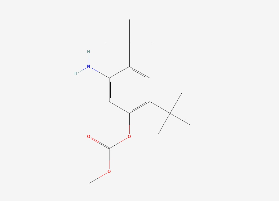 Two-dimensional chemical structure of Carbonic acid, 5-amino-2,4-bis(1,1-dimethylethyl)phenyl methyl este