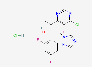 Two-dimensional chemical structure of 3-(6-Chloro-5-fluoro-4-pyrimidinyl)-2-(2,4-difluorophenyl)-1-(1H-1,2,4-triazol-1-yl)-2-butanol hydrochloride (1:1)