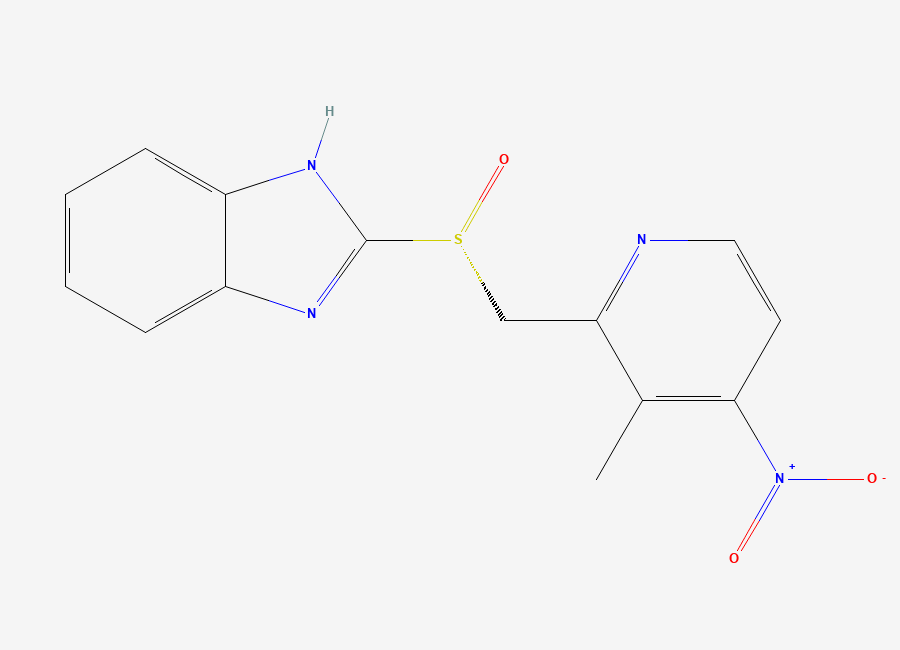 Two-dimensional chemical structure of Dexlansoprazole Nitro Sulphoxide, CAS 853950-77-3