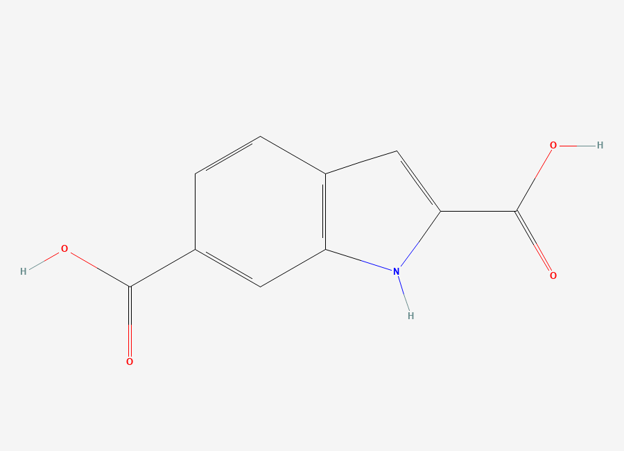 Two-dimensional chemical structure of 1H-indole-2,6-dicarboxylic Acid