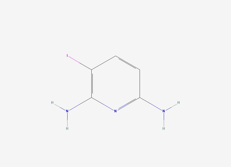 Two-dimensional chemical structure of 3-Iodopyridine-2,6-diamine, CAS 856851-34-8