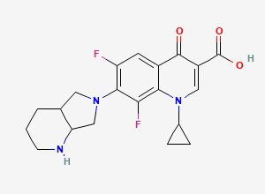Two-dimensional chemical structure of 7-(1,2,3,4,4a,5,7,7a-Octahydropyrrolo[3,4-b]pyridin-6-yl)-1-cyclopropyl-6,8-difluoro-4-oxo-quinoline-3-carboxylic acid
