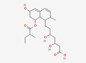 Two-dimensional chemical structure of 3,5-Dihydroxy-7-(6-hydroxy-2-methyl-8-((2-methylbutanoyl)oxy)-1,2,6,7,8,8a-hexahydronaphthalen-1-yl)heptanoic acid