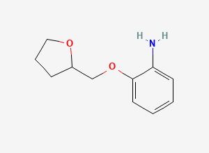 Two-dimensional chemical structure of 2-(Tetrahydrofuran-2-ylmethoxy)aniline