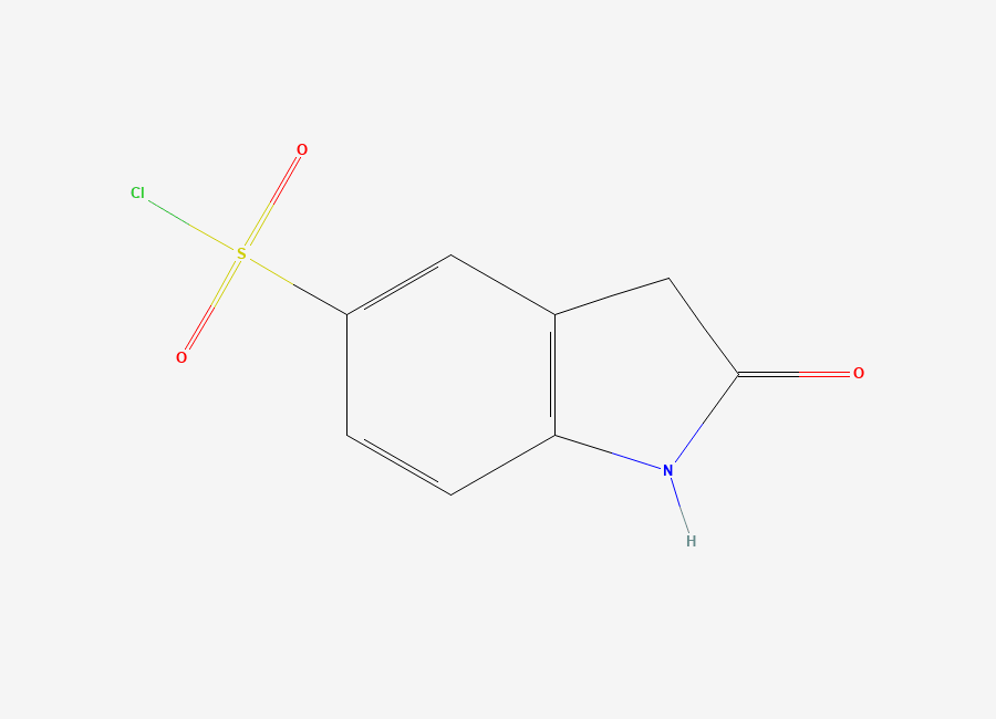 Two-dimensional chemical structure of 2-oxo-2,3-dihydro-1H-indole-5-sulfonyl chloride
