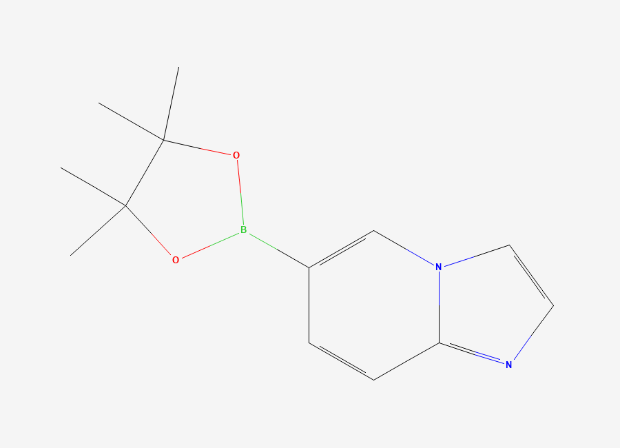 Two-dimensional chemical structure of 6-(Tetramethyl-1,3,2-dioxaborolan-2-yl)imidazo(1,2-a)pyridine
