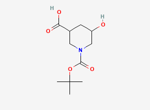 Two-dimensional chemical structure of 1-Boc-5-Hydroxypiperidine-3-carboxylic Acid
