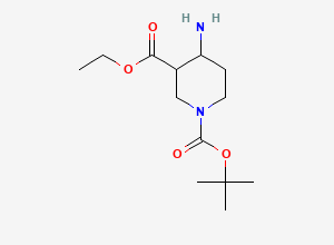 Two-dimensional chemical structure of 1-tert-Butyl 3-ethyl 4-aminopiperidine-1,3-dicarboxylate