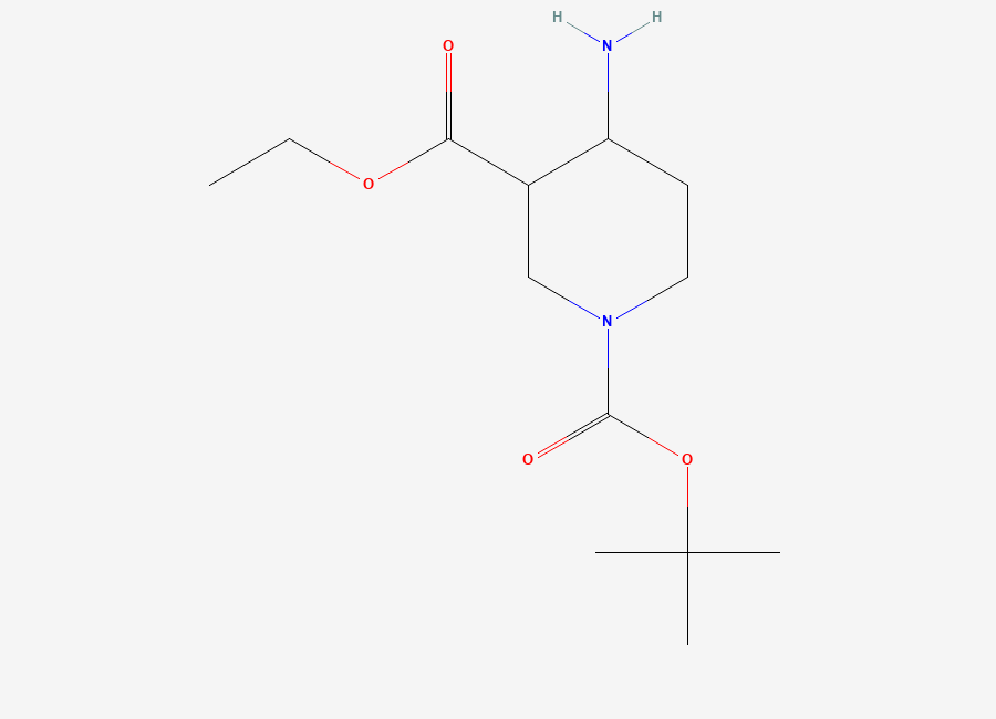 Two-dimensional chemical structure of 1-tert-Butyl 3-ethyl 4-aminopiperidine-1,3-dicarboxylate