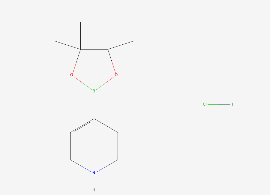 Two-dimensional chemical structure of 1,2,3,6-Tetrahydropyridine-4-boronic acid, pinacol ester hydrochloride