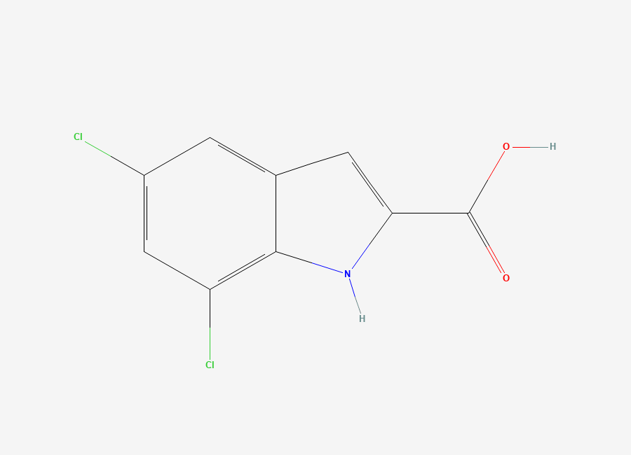 Two-dimensional chemical structure of 5,7-dichloro-1H-indole-2-carboxylic acid
