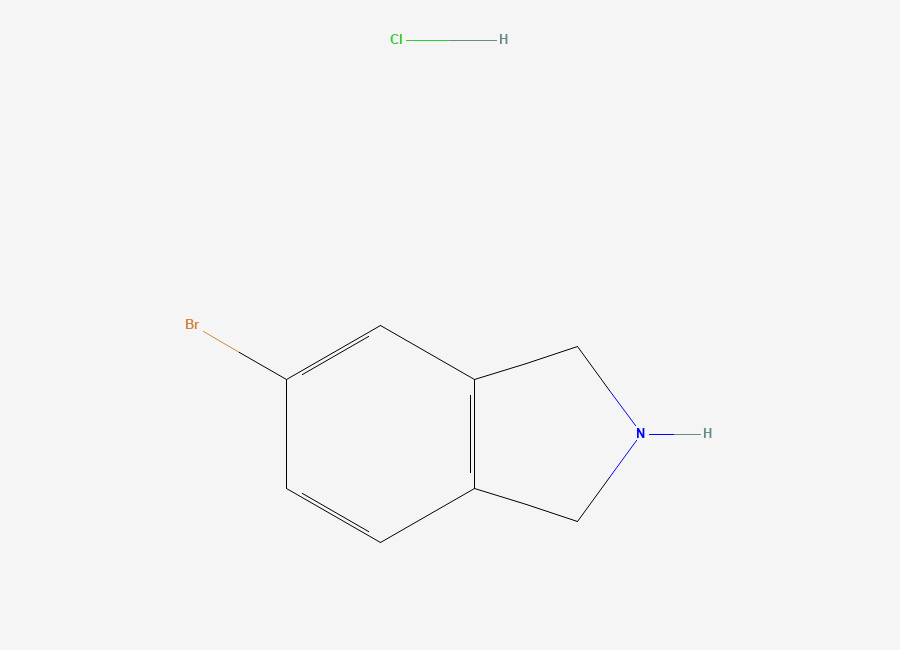 Two-dimensional chemical structure of 5-bromo-2,3-dihydro-1H-isoindole hydrochloride