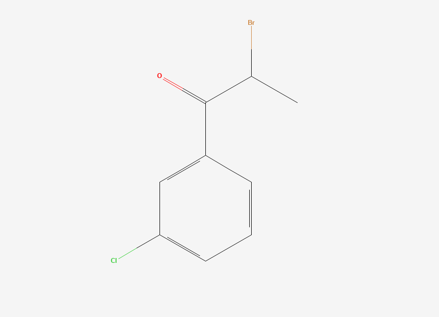 Two-dimensional chemical structure of Bupropion Related Compound G / Bromochloro-Propiophenone / 2-Bromo-3'-chloropropiophenone / Bupropion 2-Bromo Impurity, CAS 34911-51-8