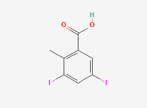 Two-dimensional chemical structure of 3,5-Diiodo-2-methylbenzoic Acid, CAS 10388-25-7