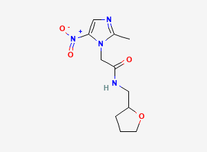 Two-dimensional chemical structure of 2-(2-methyl-5-nitro-1H-imidazol-1-yl)-N-(tetrahydrofuran-2-ylmethyl)acetamide