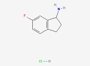 Two-dimensional chemical structure of 6-fluoro-2,3-dihydro-1H-inden-1-amine hydrochloride