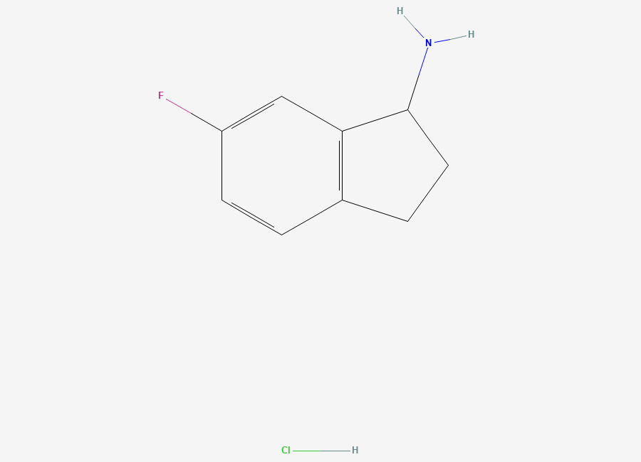 Two-dimensional chemical structure of 6-fluoro-2,3-dihydro-1H-inden-1-amine hydrochloride